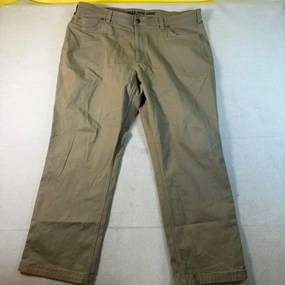 Duluth Trading Co Flex Fire Hose Relaxed‎ Fit Work Pants Tan 42x30 Mens Canvas
